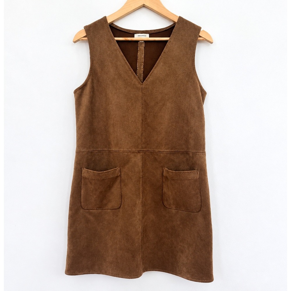 Max Studio Faux Suede V-Neck Sleeveless Shift Dress Large Boho Coastal Cowgirl